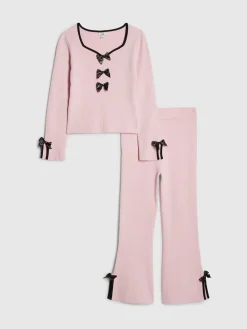 River Island Rose - Ensemble haut et jogging à manches longues avec nœud| Hauts|Ensembles Et Tenues