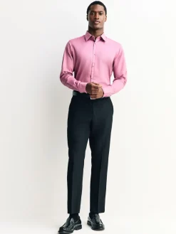 New Next - Slim Fit (Slim Fit) - Chemise élégante texturée facile d’entretien à poignets simples Rose