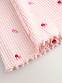 Best Next - Leggings évasés à côtes (3mths-7yrs) Rose Cherry Cœur