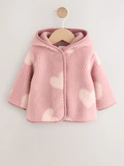 Best Next Rose imprimé cœur ton sur ton - Veste bébé en peau de mouton (0-18mois)