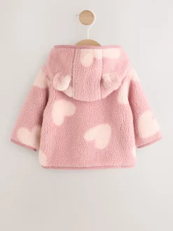 Best Next Rose imprimé cœur ton sur ton - Veste bébé en peau de mouton (0-18mois)