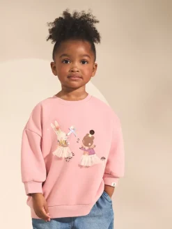 Discount Next - Sweat à col ras du cou (3mths-7yrs) Rose motif fée des personnages