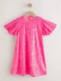 Best Next Rose vif - Manches d'ange Sequin Robes de fête (3-16yrs)