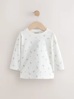 Best Next Rose/Blanc - Lot de 4 T-shirts à manches longues broderie lapin (3mois-7ans)