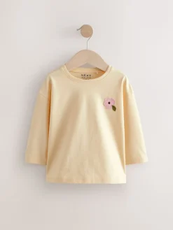 Best Next Rose/Blanc - Lot de 4 T-shirts à manches longues broderie lapin (3mois-7ans)