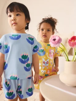 Best Next Rose/Bleu chat/Imprimé Fleuri - Pyjama court 3 Pack (9mois-12ans)