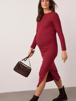 Best Next Rouge - Robe de grossesse à manches longues et allaitement