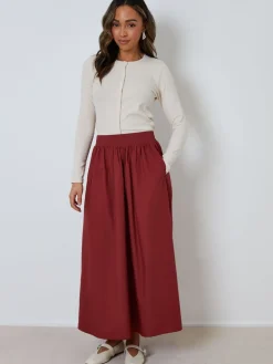 Best Threadbare - Jupe midi avec poches Rouge bordeaux