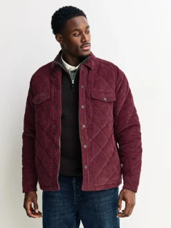 Discount Next Rouge bordeaux - Veste-chemise en velours côtelé doublé de diamants doublée de peau de mouton