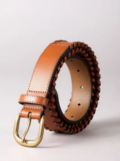 Best Lakeland Leather Tan - Ceinture Wray en cuir surpiquée