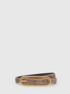 Best Reiss Taupe (Taupe) - Ceinture fine en cuir avec boucle allongée Chaya