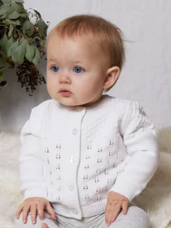 Online The Little Tailor Pointelle Bébé 100% coton blanc Cardigan