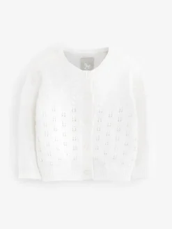 Online The Little Tailor Pointelle Bébé 100% coton blanc Cardigan