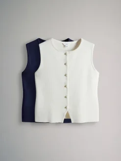 Clearance The Set lot de 2 gilets en maille Or à boutons