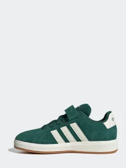 Outlet adidas - Baskets Grand Court 00s en daim à lacets élastiques pour enfant Vert
