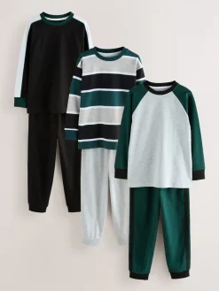 Next - Lot de 3 pyjamas à manches longues (3-16ans) Vert