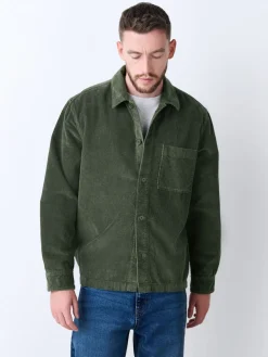 Sale Next Vert - Surchemise veste-chemise en velours côtelé à poche unique