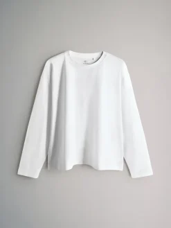 Outlet The Set - lot de 4 t-shirts décontractés à manches longues 100% coton Vert clair/Rose/Blanc/Rayure