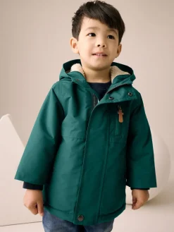 Clearance Next - Parka imperméable doublée de borg (3mois-7ans) Vert forêt
