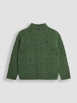 Outlet Jojo Maman Bébé Vert forêt - Pull classique à demi-fermeture éclair