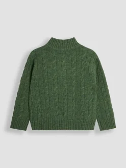 Outlet Jojo Maman Bébé Vert forêt - Pull classique à demi-fermeture éclair