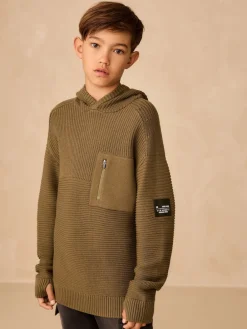 Best Next - Sweat-shirt à capuche en maille utilitaire (3-16ans) Vert kaki