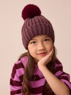 Best Next - Bonnet côtelé à pompon (3mois-16ans) Violet