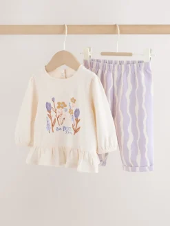 Best Next Violet à fleurs - Ensemble 2 Pieces pour T-shirt et Pantalons BÉBÉ (0mois-2ans)
