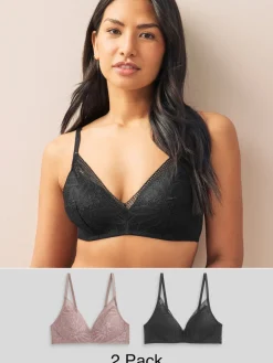 Best Next Violet Noir/mauve - Lot de soutiens-gorge-gorge 2 détails en dentelle Ultimate Comfort